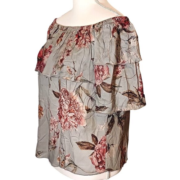 NEW Chaser Heirloom Floral Gauze Off-The-Shoulder‎ Elbow Sleeve Blouse, Size S - Picture 5 of 13